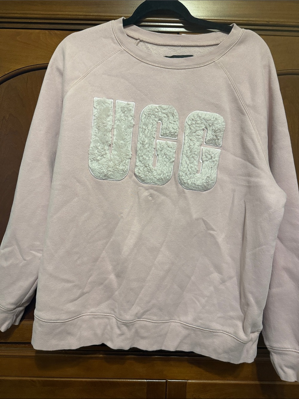 UGG Light Pink Crewneck Sweatshirt with Sherpa Logo